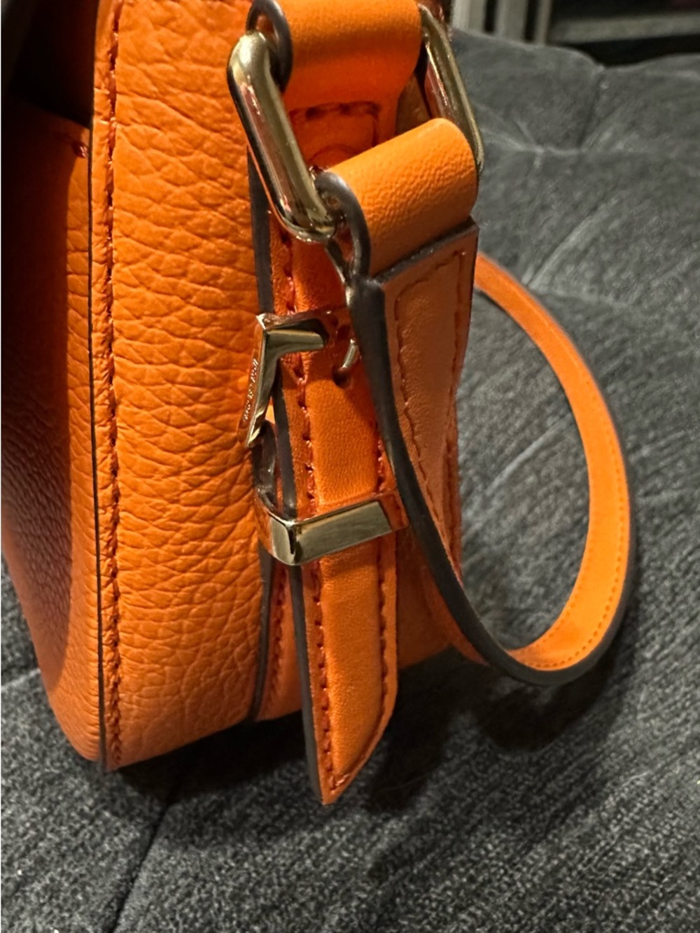 Michael Kors Orange Pebbled Leather Crossbody Bag - Picture 8 of 14